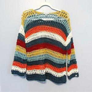 Johnny Was Crochet Striped Relaxed Sweater